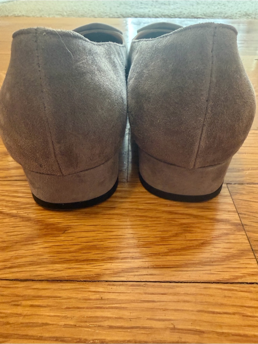 ANN MASHBURN Buckle Square Toe Ballet Flats Gray Suede Leather Shoes 40 9 9.5 - Picture 5 of 11